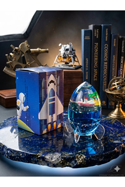 DeGo Shop Batmayan Gemi ve Palmiye Temalı Sıvı Hareketli Roket,Masaüstü Stres...