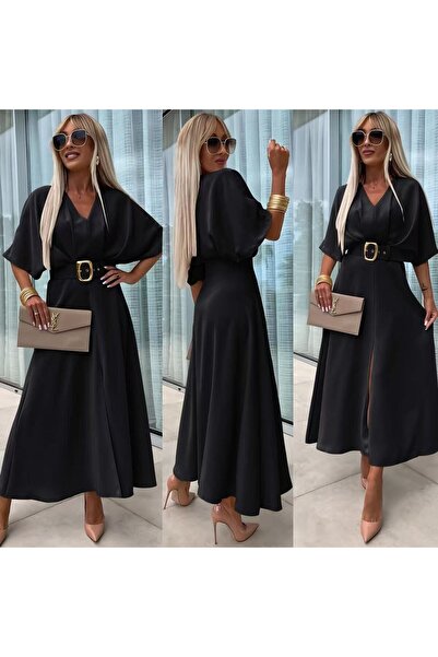 GLAMSI Long dress with belt