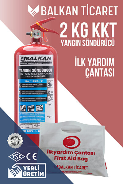 Balkan Ticaret 2Kg Araç İçin Yangın Tüpü İlkyardım Seti Ruhsata Uygun 4 Yıllı...