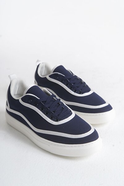 Zerenyus ZRC625 - Ανδρικά αθλητικά παπούτσια με λινά κορδόνια, λευκό ναυτικό