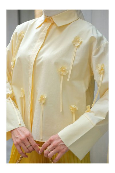 HELEN Oversize Papatya Fiyonklu SarıGömlek