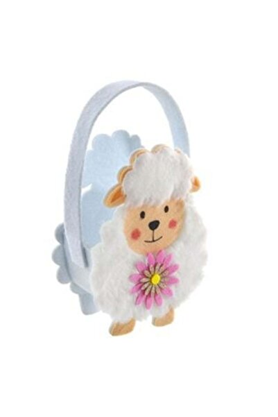 SHOPIENS Geantă decorativă de Paște cu mâner, oaie albă, 12 x 7 x 16 cm