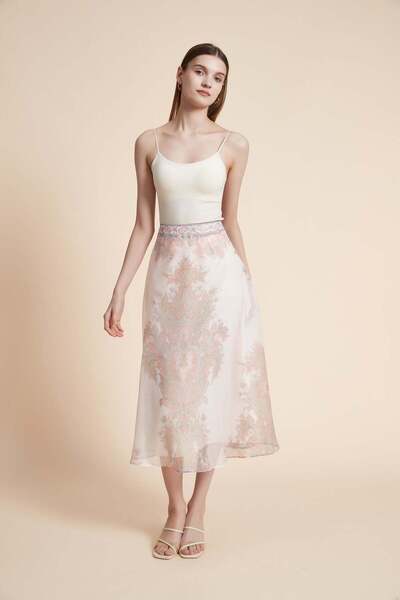 Yola Printed Midi Skirt