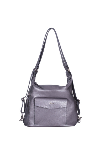 ZEVO Women's Silver Glitter Leather Backpack