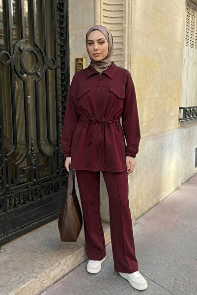 InStyle Με σούρες Σετ δύο τεμαχίων με κορδόνια σε μπορντό χρώμα