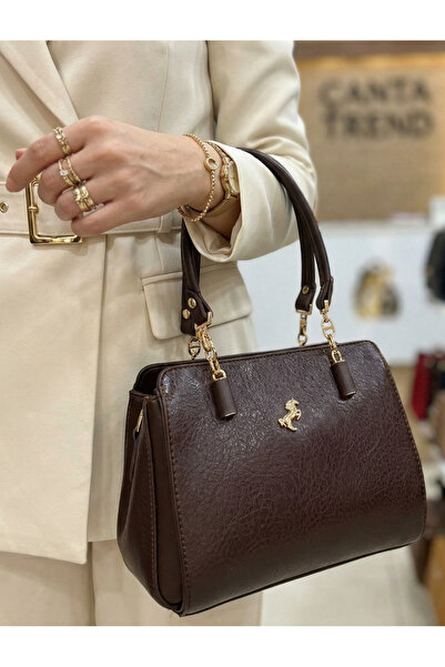 Çanta Trend Miami Polo Club Brown Women's Handbag with Details