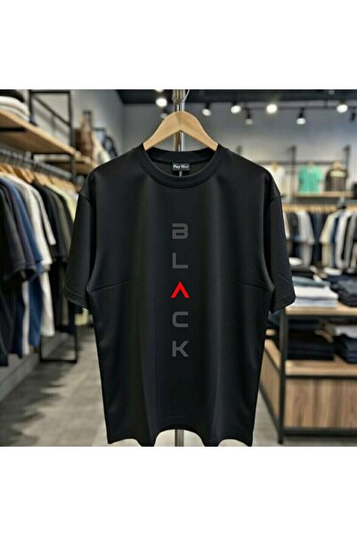 playwear Μαύρο μπλουζάκι με στάμπα σε όλο το μήκος, 100% βαμβακερό, oversized...