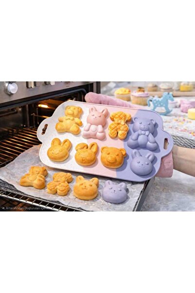 bahe home Silikon Figürlü Kek Kalıbı Çikolata Kalıbı Yapışmaz Fırın Kalıbı Cu...