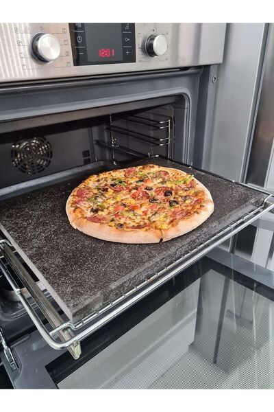 moontime alaçatı Doğal Bazalt Fırın Taşı 30x40cm, Pizza, Ekmek ve Mangal İçin