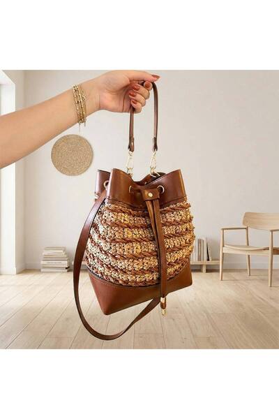 Ritzz جلد صناعي مجموعة من حقيبة قطعة مع 4 قطع إكسسوارات ذهبية