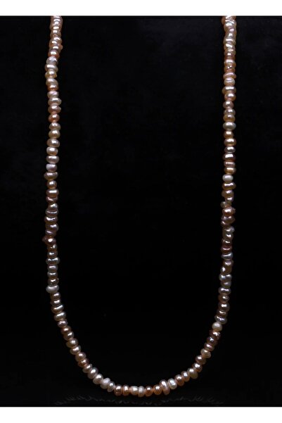 Taşmir Sertifikalı 1-2 mm Kum Pembe İnci Dizi Doğal Taş Kolye - Paslanmaz Çel...