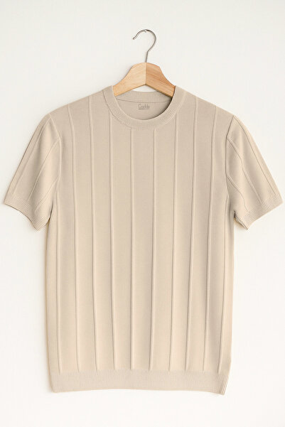 Edwox Ανδρικό πλεκτό μπλουζάκι με λαιμόκοψη V-neck Mink Cd114