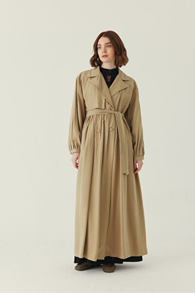 ZÜLAYS Büzgülü Modal Trençkot Bej