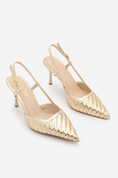 Marjin Γυναικεία παπούτσια στιλέτο με μυτερή μύτη, πλεκτό σχέδιο, ανοιχτή πλά...