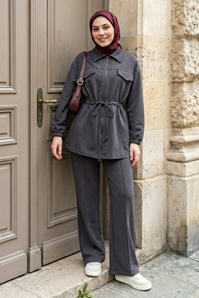 InStyle Ruched Laced Smoked Double Suit Set