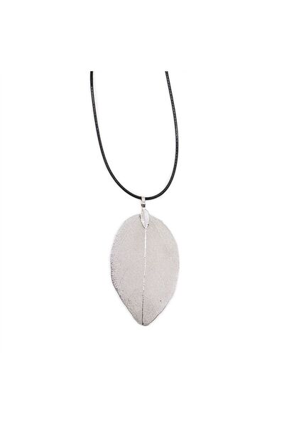 AW Gifts Silver leaf-shaped necklace