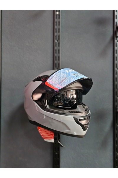 FAZER Ece 22-06 Full Face Siyah Vizör + Güneş Vizörlü Kask Gri