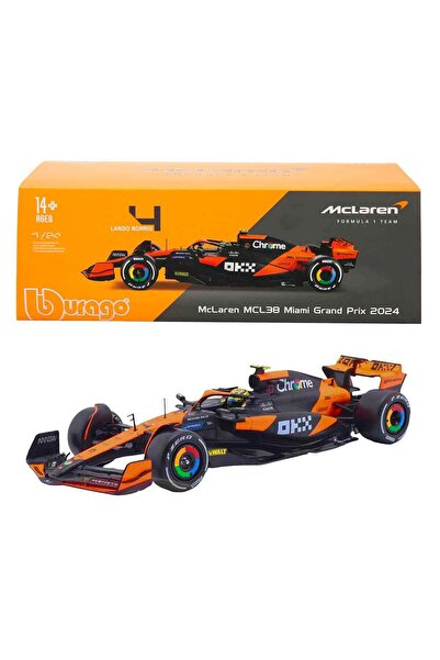Burago Bburago 1:24 McLaren MCL 38 Miami Grand Prix 2024 Formula 1 Diecast Mo...