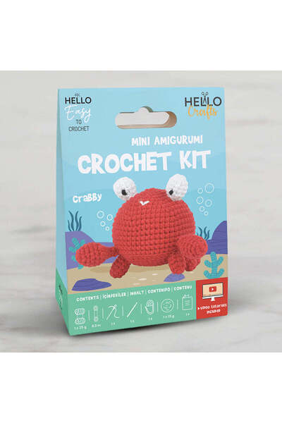 G-TUĞ OUTLET Hello Crafts Tığ İşi Mini Amigurumi Kiti - Crabby