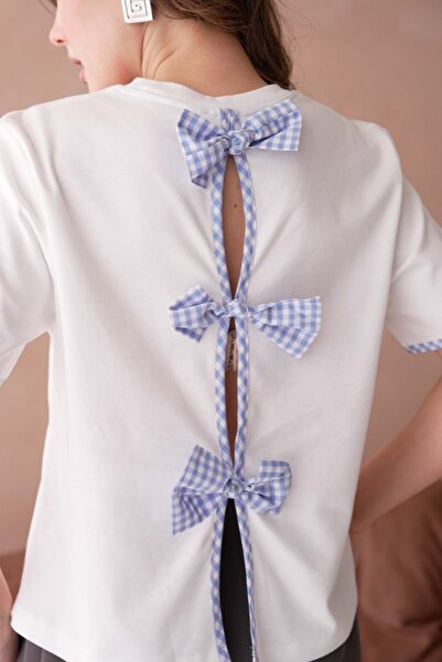 Noi Belis Ribbon Detailed Crew Neck Knitted Blouse Ss26Bz0057