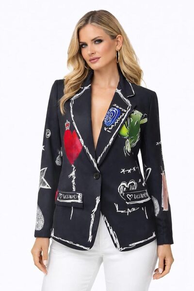 CHEVALIER FASHION Women’s Graphic Printed Blazer Jacket