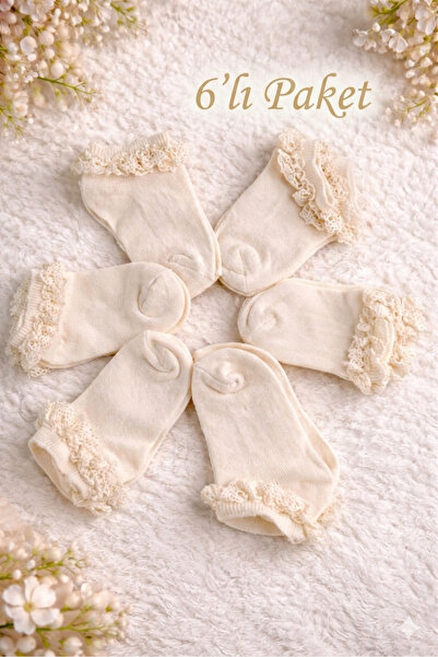 KAŞE ÇORAPLARİ Kız Çocuk Dantelli Çorap 6 lı