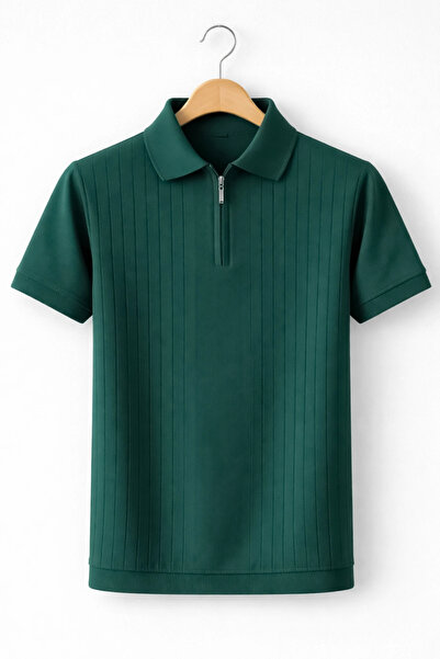 Edwox Tricou pentru bărbați Line cu model din tricot cu guler polo, verde Cd168