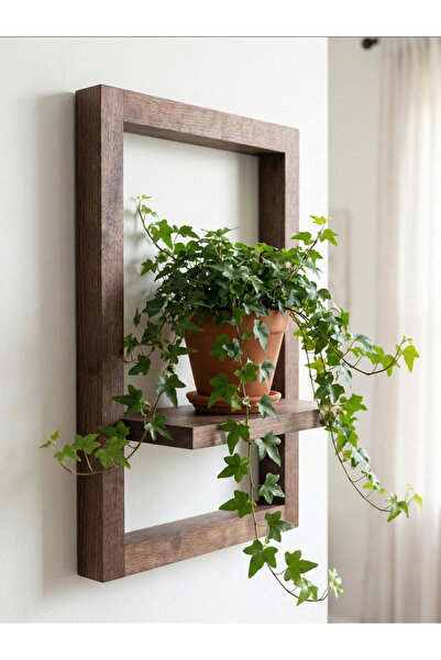 UĞRAŞ Ahşap Çerçeveli Raf | Duvara Derinlik Katan Dekoratif Duvar Nişi ve Çiç...