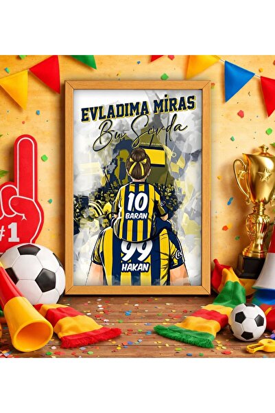 Bk Gift Kişiye Özel İsimli Baba-Kız Sarı Lacivert Evladıma Miras Bu Sevda Ahş...
