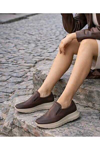 TwoEgoist Women's Genuine Leather Thick Sole Lightweight Anatomical Casual Co...