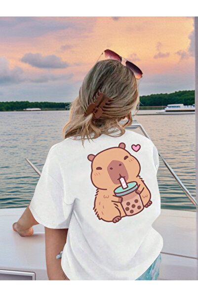 Velostra Girl's Capybara Printed Oversized Comfortable Daily Use Combed Cotto...