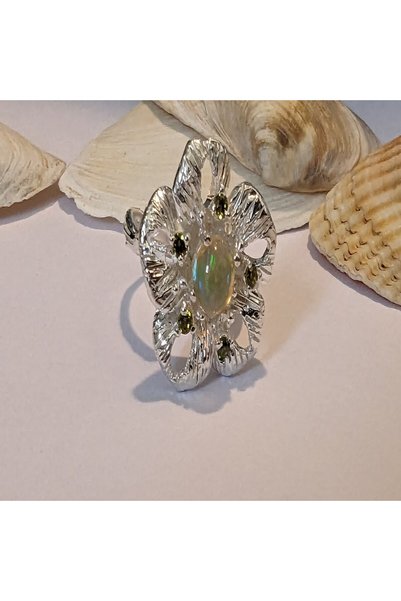 OEM inel argint opal- floare