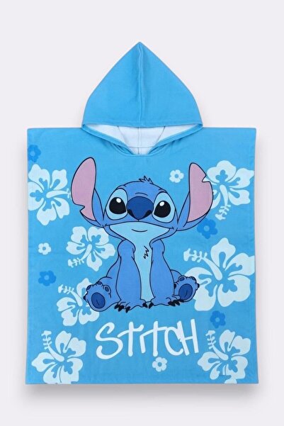 ALKINKİDS Girl's Blue Character Poncho Beach Towel