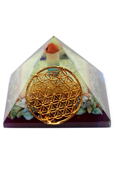 AW Gifts Large orgonite pyramid 70mm - flower of life symbol