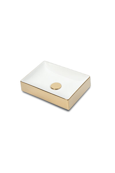 CELESTA Chiuvetă de baie de blat Toronto 50x36x11 cm ceramică alb lucios/auriu