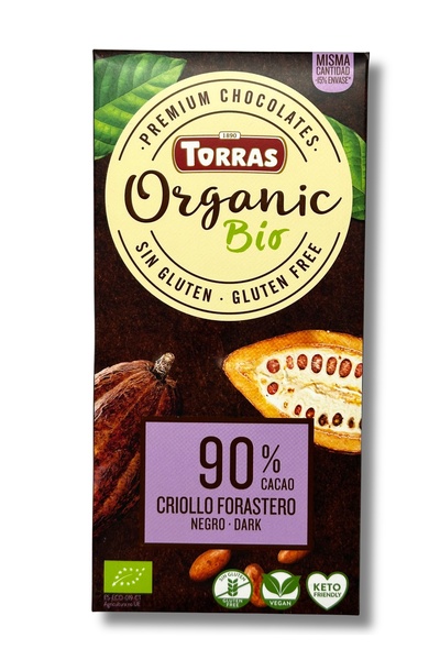 TORRAS Ciocolata neagra cu 90% cacao, fara gluten,