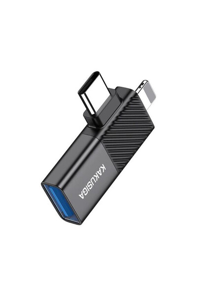 KAKU KSC-1410 Adaptor OTG Transfer, USB-A la USB-C / Lightning, Negru