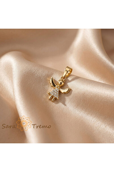 SaraTremo Pandantiv Înger al Speranței – Pandantiv placat cu aur de 14K cu zi...