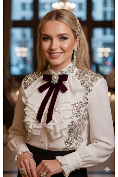 pegu baby collection BORDO Kadife Taşlı Pegu Luks Yaka Iğne, Broş Kurdele Bro...