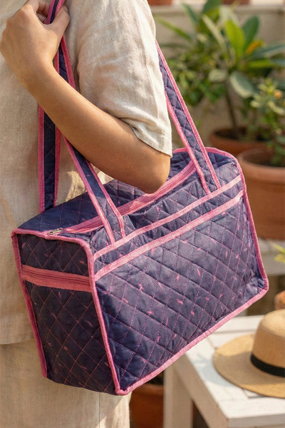 SER&YAT Floral Print Plaj Bag Sq - Large Size Zippered Vacation and Pool Area...