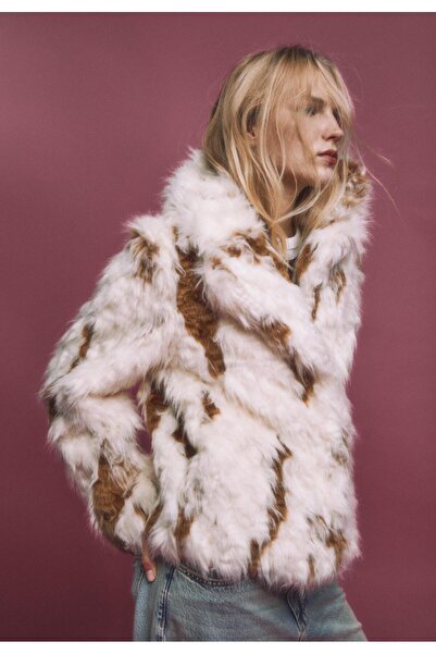 Butik Allbucks Stradi Varius Kontrast Faux Fur Jacket Coat Abstr3773