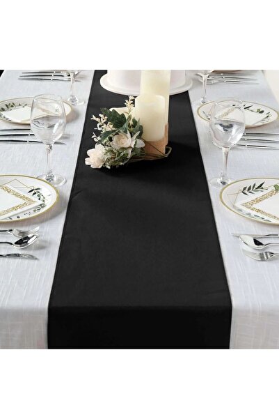 Kotonia Home Decorative Table Apron - 50x280 cm, blackout, black, 100% Polyester