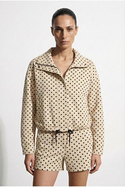 Quzu Polka Dot Patterned Jacket Cream