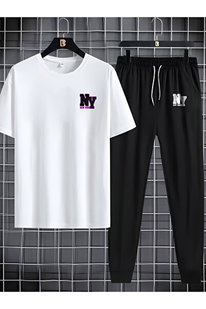 Flow touch White Printed Oversized Top and Bottom Tracksuit Set