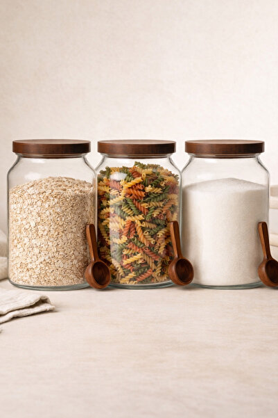 welcomein 3’lü Mega Cam Kavanoz Seti 4000 ml | Akasya Kapaklı | Kaşıklı Sakla...