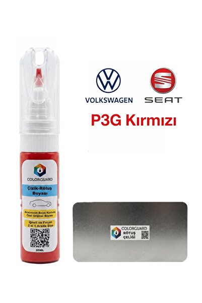 COLORGUARD VW Seat LP3G Kırmızı İğneli ve Fırçalı Özel Tasarım Şişe Rötuş Boy...