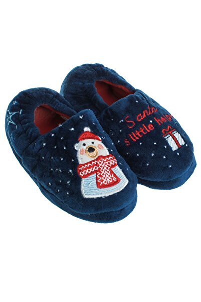 OEM Сини коледни чехли с с десен "Малкият помощник на Дядо Коледа" за деца 23...