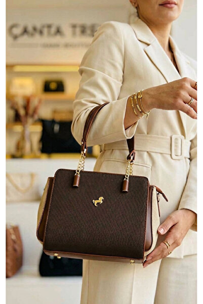 Çanta Trend Miami Polo Clup Women's Bag with 5-Eye Chain Hand Strap Detail an...