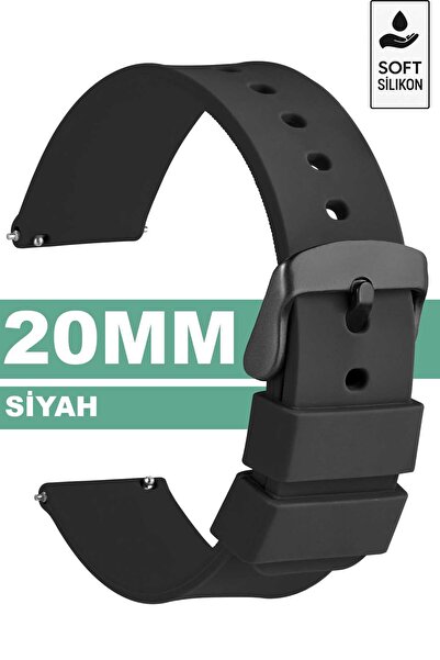 Trendburada 20mm Saatlerle Uyumlu Soft Silikon Saat Kordonu Kayışı