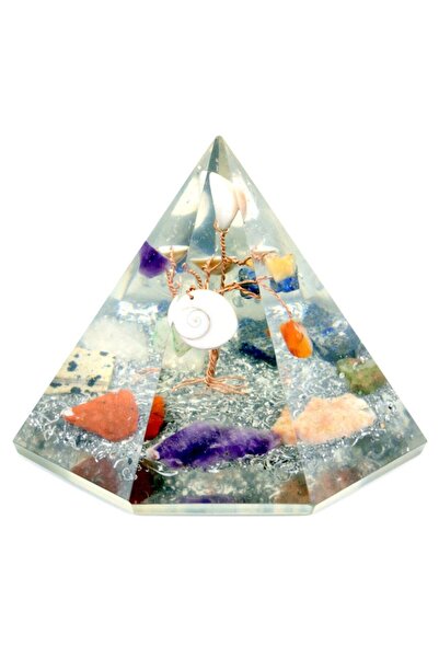 AW Gifts 7-sided orgonite pyramid - Gemstone Tree of Wisdom - 90 mm